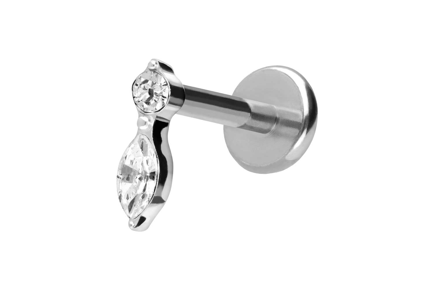 Titan Labret Piercing mit Push Fit KRISTALLBLATT